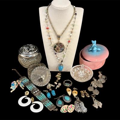 Assorted Vintage Costume Jewelry And Trinket