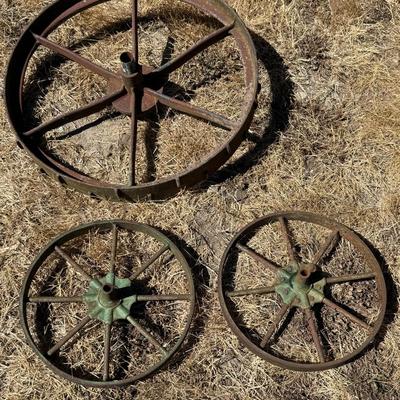 Antique Iron Cart Wheels - 3