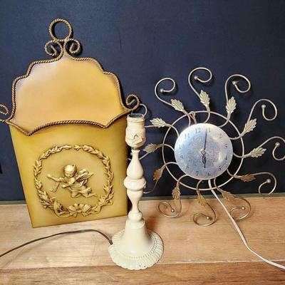 Living Room Clock, Door Bucket, And Lamp Base