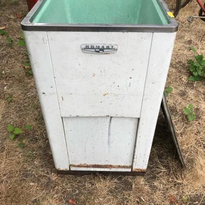 Vintage Homart Utility Sink | Mid-Century Enamel Laundry Basin with Cover