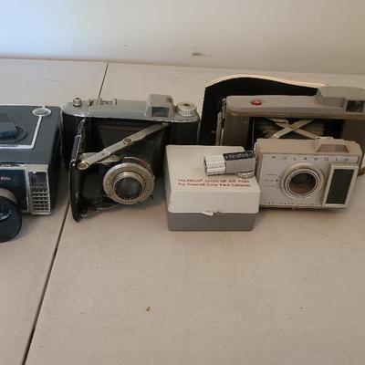 Kodak Automatic 8, Kodak Field Camera, And Polaroid Field 100 And Accessories