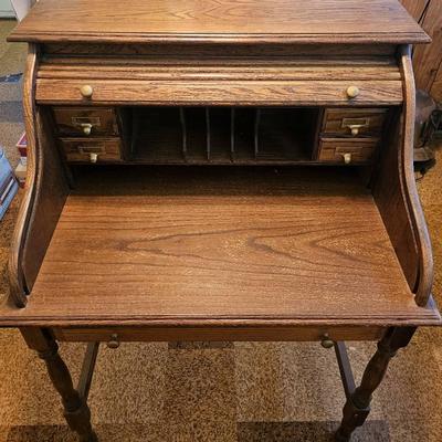Nothing Beats A Classic - Just The Right Size Wooden Roll Top Desk