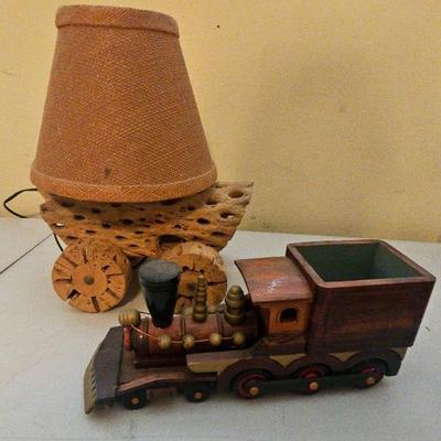Wooden Train & Wooden Rolling Lamp