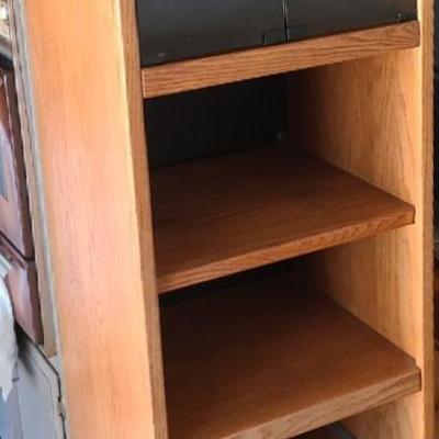 Display Cabinet With Open Shelving And Smoked Glass Door Top Compartment 
