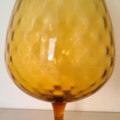 Oversized Amber Textured Glass Goblet