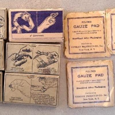 WWII Era First Aid Dressings and Gauze Pads