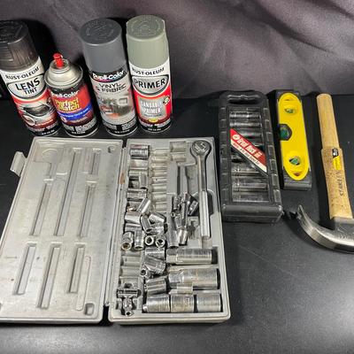 Small Lot Of Tools And Spray paint 