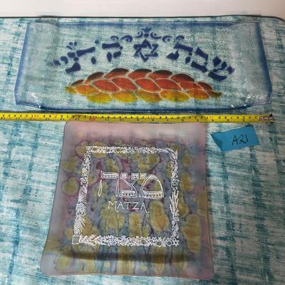 Two Jewish Glass Dishes