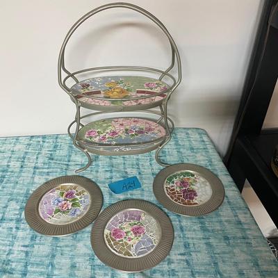 Tea Sandwiches Or Dessert Two Tired Tray With 3 Plates