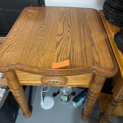 Oak End Table With Carved Pull