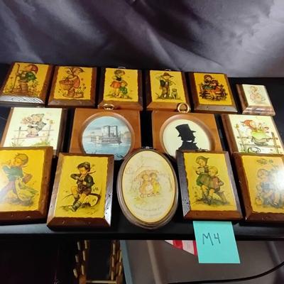 Lot Of Vintage Artwork On Wood