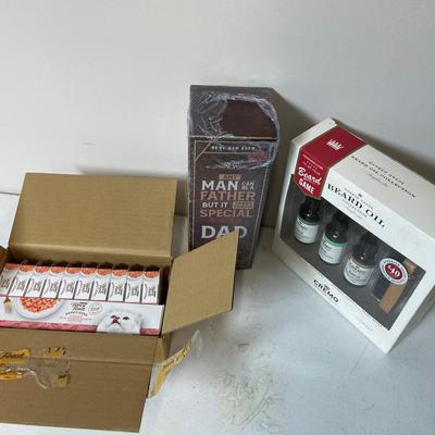 Random Lot With New Fancy Feast Cat Food, Mens Candle And Bear Oil