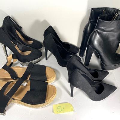 Lot Of 5 Mostly Black Women’s Shoes Sizes 6, 7