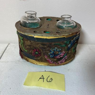 Antique beaded ink well