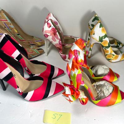 Lot Of 5 Pairs Of Bright Patterned High Heels Size 6