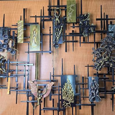 Brutalist Raymond Berger Signed MCM-Style Wall Sculpture - Dated 1993, 54x5x31"