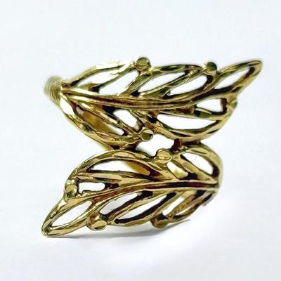 10K Gold Twin Leaf Ring - Size 5.25