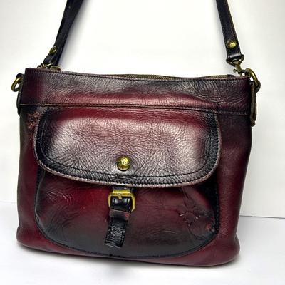 Patricia Nash Tuscania Merlot Leather Shoulder Purse - 10.5x4.5x9"
