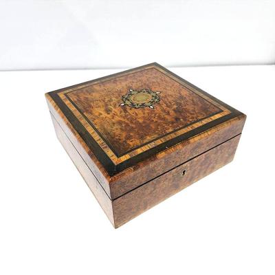 Burl Wood & Mother Of Pearl Napoleon III Style Jewelry/Sewing/Trinket Box