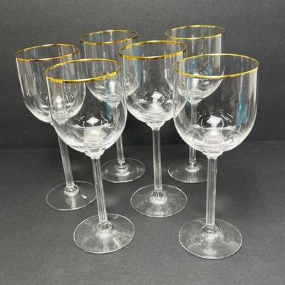 Lenox "McKinley" Gold Rim Crystal 7 3/8" Wine Glasses