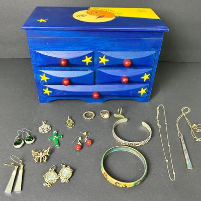 Sun, Moon & Stars Jewelry Box Filled With Jewelry
