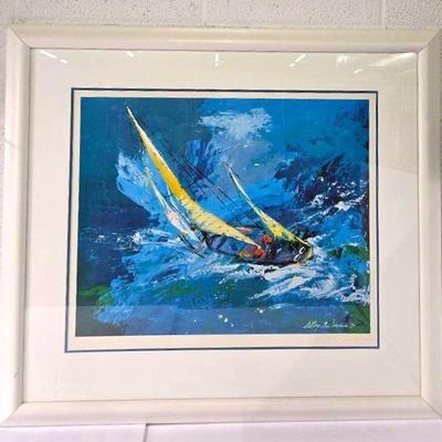 Leroy Neiman Signed Print “Sailing” - Framed 33.5x37.5”