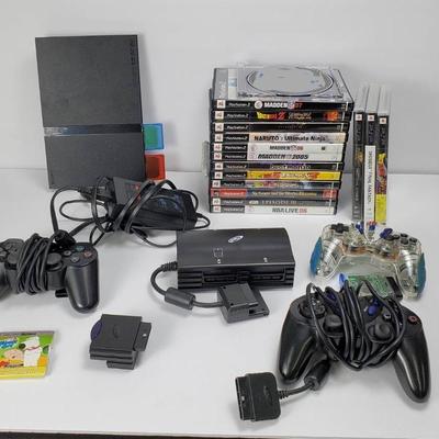 Sony PlayStation 2 Console with Controllers, 16 Games, Cords & Intec Multi Tap Adapter