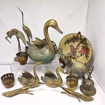 Brass Decor: Bird & Elephant Figures 3"-13"h & More