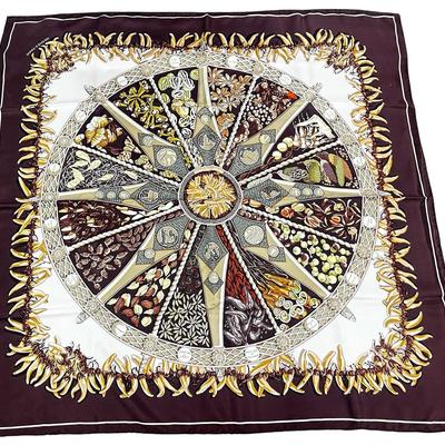Authenticated Hermes Scarf - Aux Pays des Épices by Annie Faivre - 100% Silk– Made in France