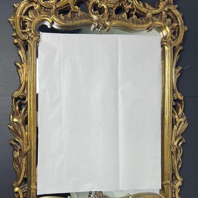 Rococo Style Gold Tone Mirror - 38x24"