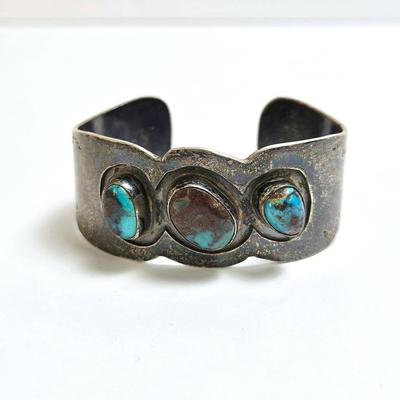 Turquoise 800 Silver Southwestern Cuff Bracelet