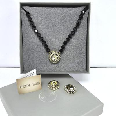 Heidi Daus "Enchante" Beaded Crystal Magnetic Necklace With 3 Magnetic Pendants In Box