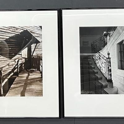 Chuck Bress Signed Black & White Photographs "Smoky Mountain Barn" & "Stairs - A"  - Framed 16x20