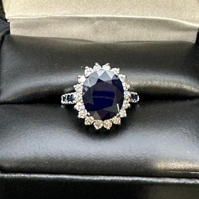 Sale Photo Thumbnail #22: Sapphire and diamonds on a 14k gold ring