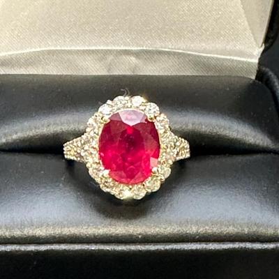 Sale Photo Thumbnail #24: Ruby and diamonds on a 14k gold ring