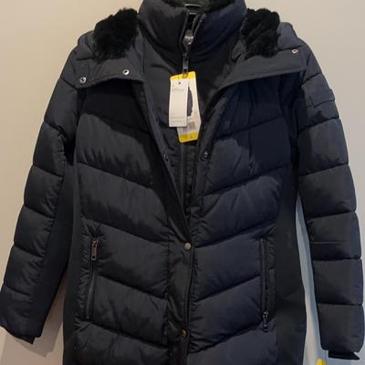 Andrew Marc Lightweight Navy Hooded Jacket (Small)