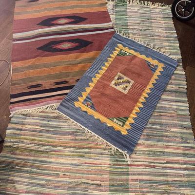 Three Colorful Area Rugs 