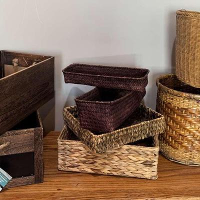 Brand New, Rustic Container Boxes Plus A Basket Bonanza