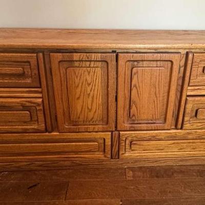 Oak Entertainment Console Table 