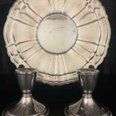 Ct405v sterling plate and candle holders