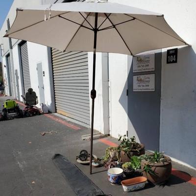 Ct336 outdoor patio plants and umbrella