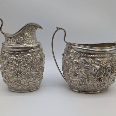 Schofield Sterling Silver Baltimore Rose Sugar & Creamer