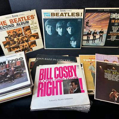 Group Of Vinyl Record Albums - Beatles, Joan Baez, Kingston Trio, And More 