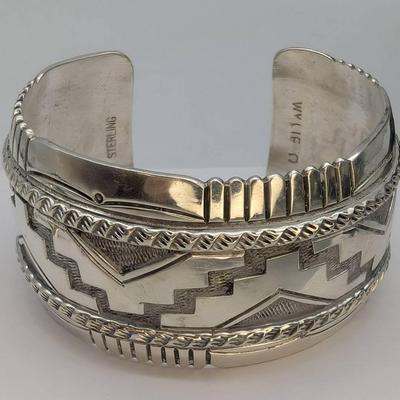 Eula Wylie Sterling Silver Navajo Cuff Bracelet 