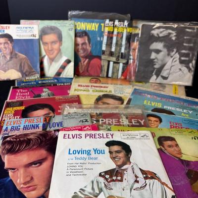 Assortment Of Vintage 45’s-Elvis, Cash, Twitty