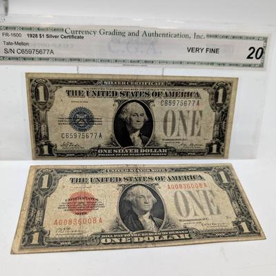 1928 Red & Blue Seal $1 Bills