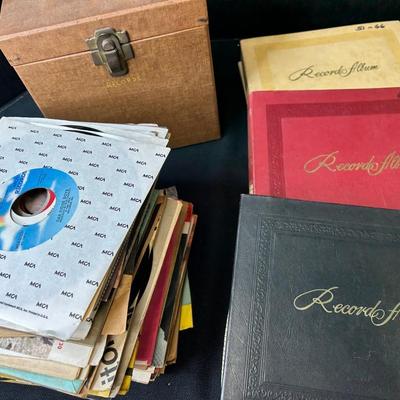 Lot Of Vinyl 45’s Records And A Vintage Carry Case 