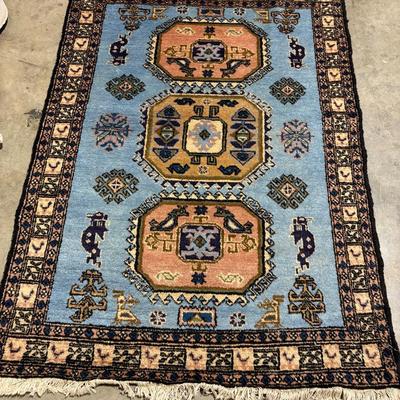  Vintage Hand Knotted Iranian Wool Rug 3’9x5’1”