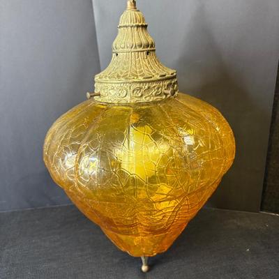 Vintage Amber Art Deco Plug-In-Swag Lamp