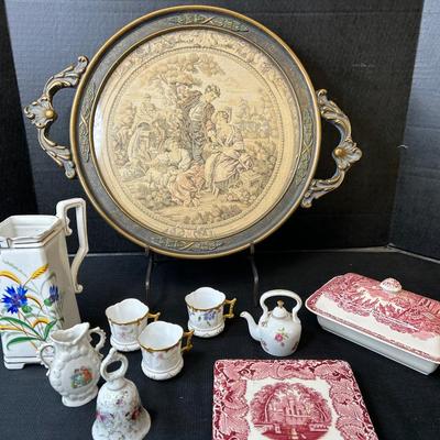Wooden Needlepoint Tray - Pink Vista - Limoges 